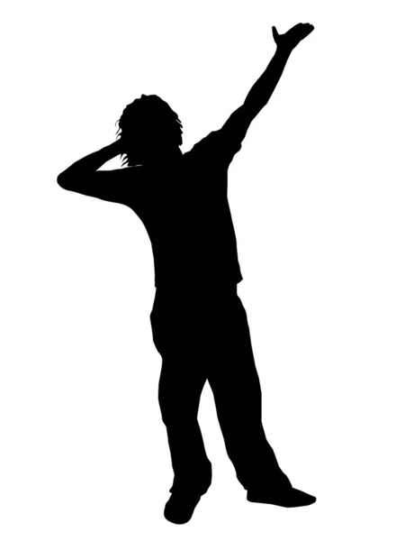 Homme en pose chantante, silhouette — Photo