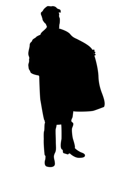 Silhouette des Mannes, der seinen Mantel hält — Stockfoto