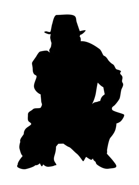 Silhouette of detective wearing hat — Stock Photo, Image