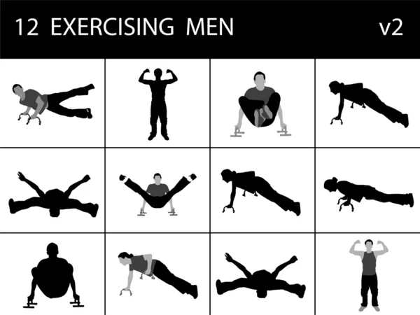 Uomini che fanno esercizio, varie pose — Foto Stock