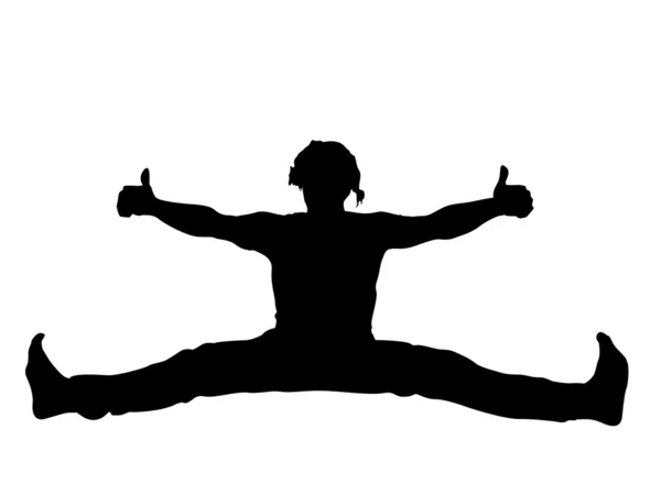 Man met gestrekte benen en duimschroef opwaarts — Stockfoto