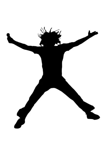 Silhueta de salto masculino no ar — Fotografia de Stock
