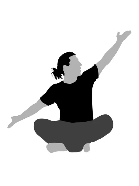 Meditating pose with raised hands — Stock Photo, Image