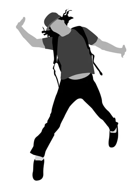 Illustration of young student jumping — Stock Photo, Image