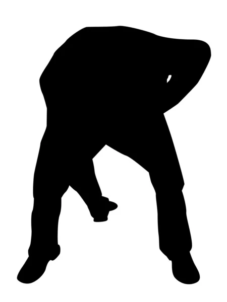 Silhouette of man bending low — Stock Photo, Image