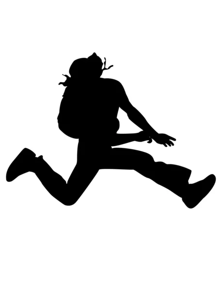 공중에서 점프 하는 남자의 실루엣 — 스톡 사진