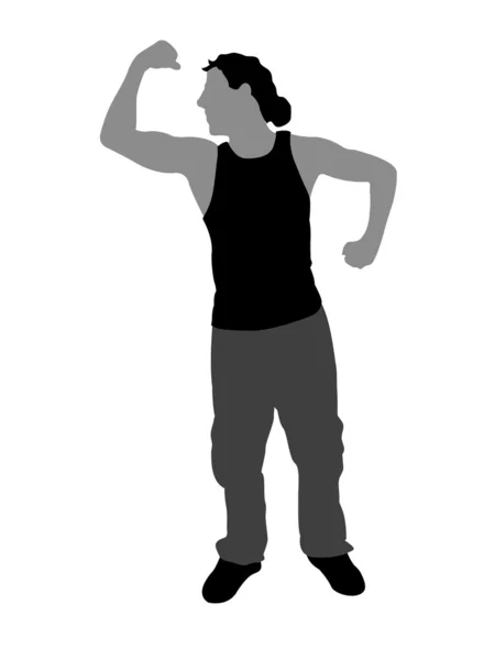 Силуэт человека, демонстрирующий мышцы — стоковое фото