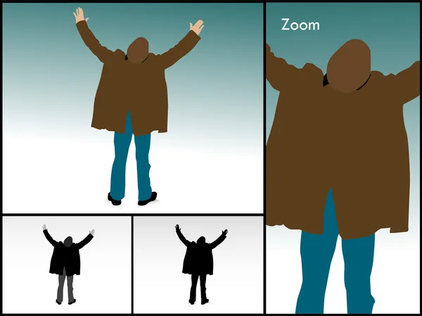 Abbildung eines Mannes mit erhobenen Armen — Stockfoto