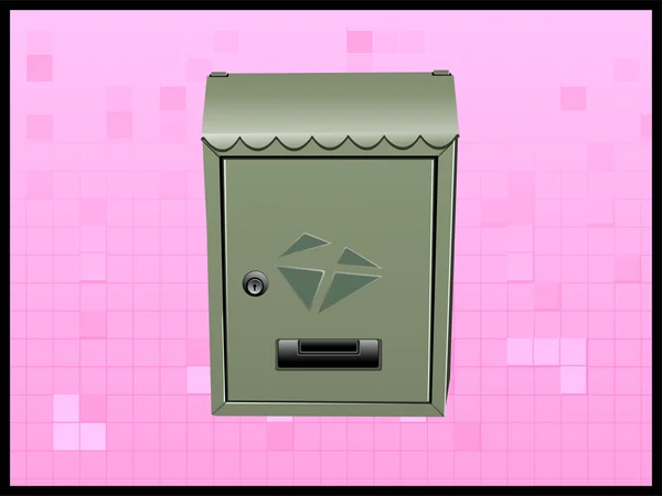 Ταχυδρομικό κουτί σταθερό σε ροζ φόντο — Φωτογραφία Αρχείου