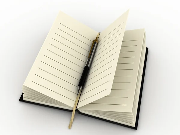 3D dagbok och penna — Stockfoto