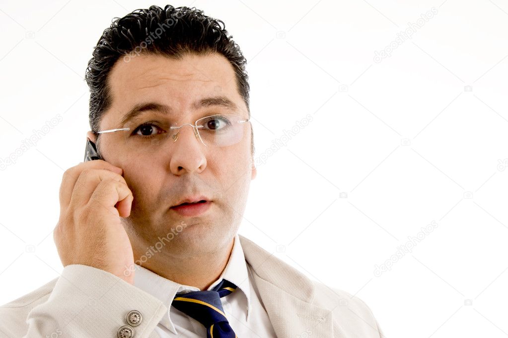 Potrait of businessman with cell phone