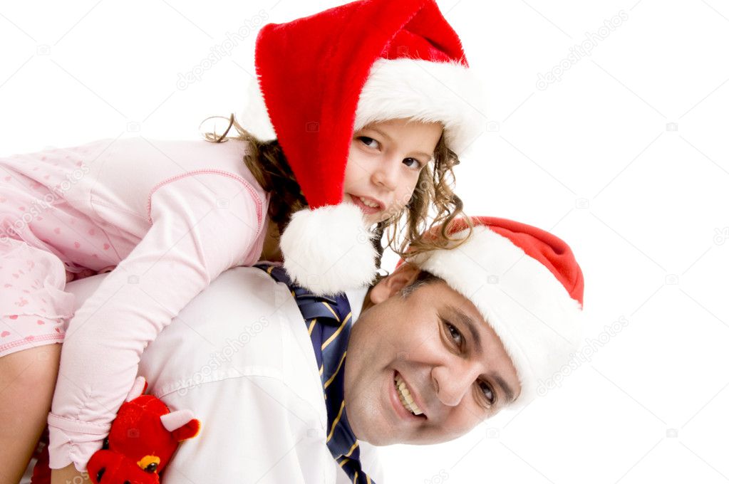 Father and daughter smiling at camera