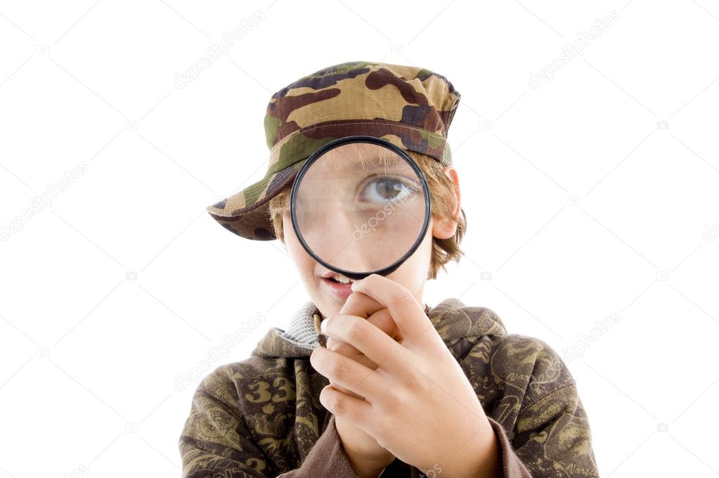 Portrait of boy looking through lens