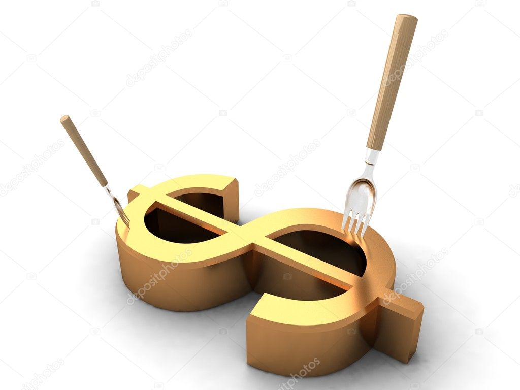 3d dollar sign with forks