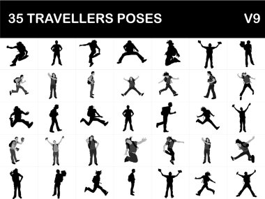 Travellers with bags clipart