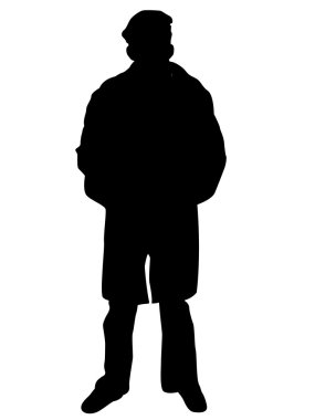 Silhouette of standing cool male clipart