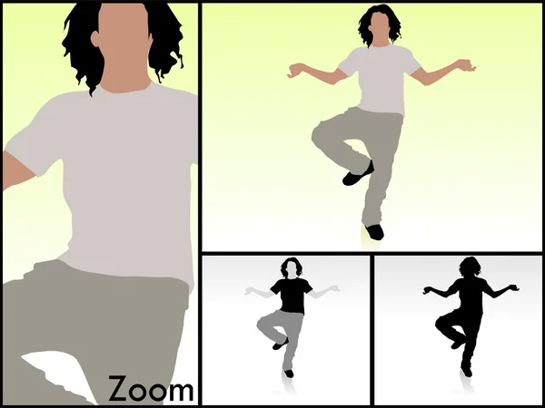 Illustration der männlichen Pose auf einem Bein — Stockfoto
