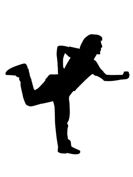 Silhouette of man in running pose — Stock Photo, Image