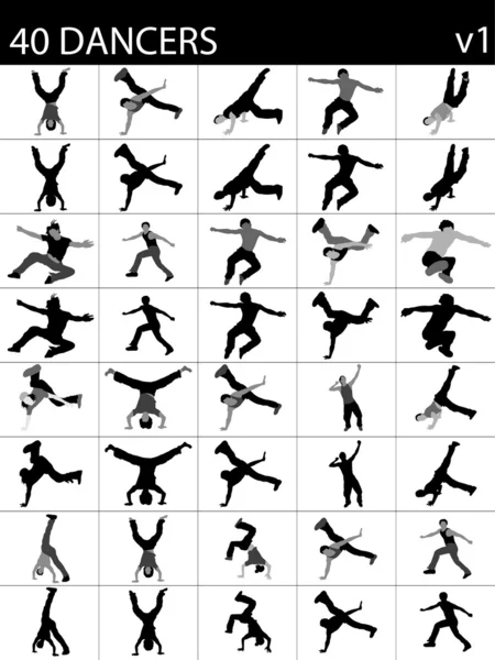 Groep dansers in verschillende poses — Stockfoto