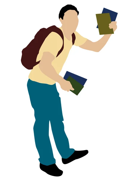 Student showing books at camera — Stock Photo, Image