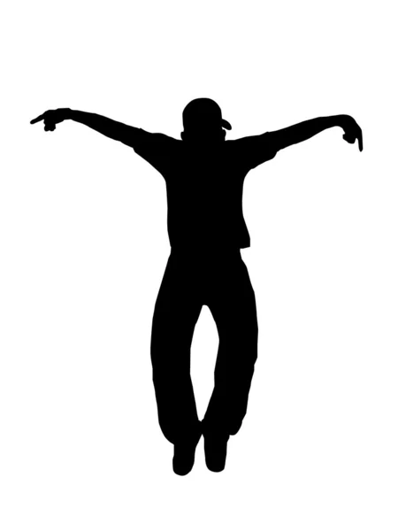 Умный парень танцует с опущенными руками — стоковое фото