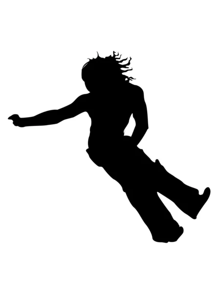 Silhouette of jumping cool dancer — Stock Photo, Image