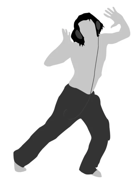 Танцующий мужчина с наушниками — стоковое фото