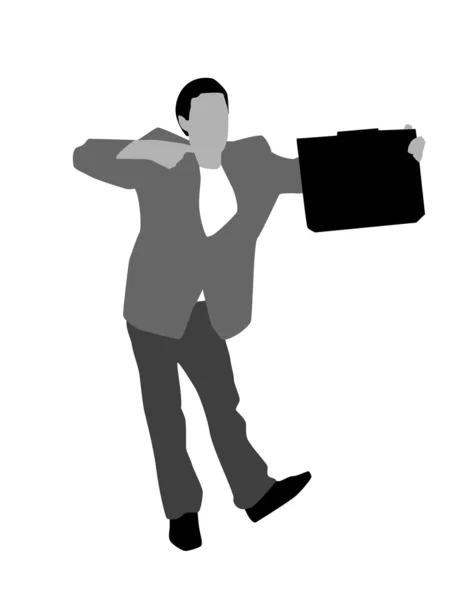 Mann zeigt in Richtung Bürotasche — Stockfoto