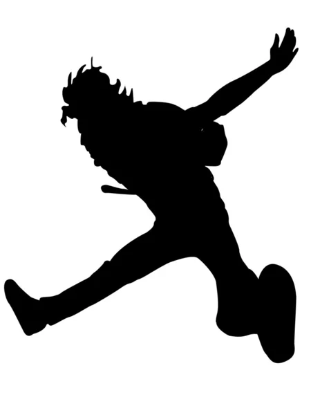 Силуэт прыгающего молодого человека — стоковое фото