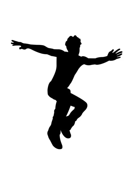 Силует людини, що стрибає в повітрі — стокове фото