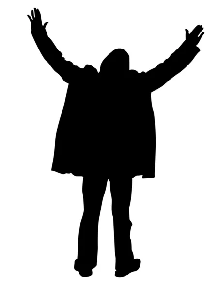 Silhouette of man raising his arms — Stock Photo, Image