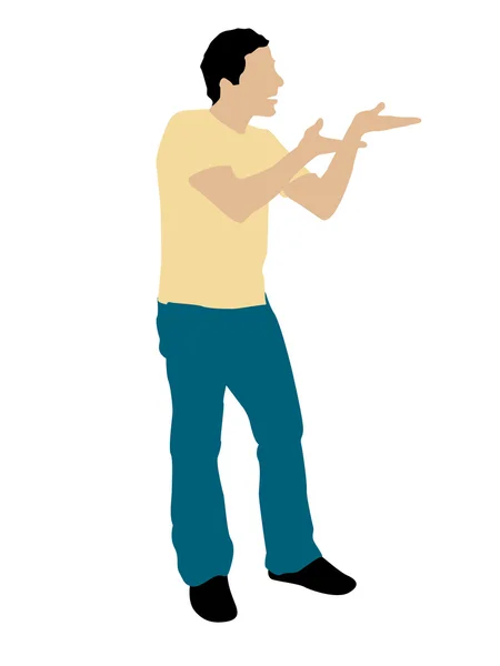 Mężczyzna stojący z otwartej dłoni — Zdjęcie stockowe