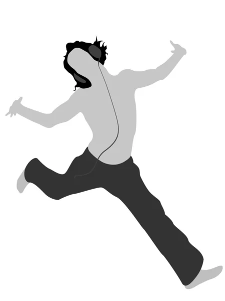 음악을 즐기는 남자 점프 — 스톡 사진