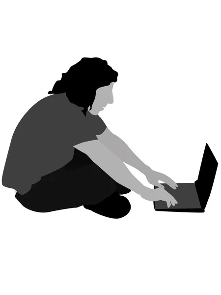 Mann arbeitet am Laptop — Stockfoto