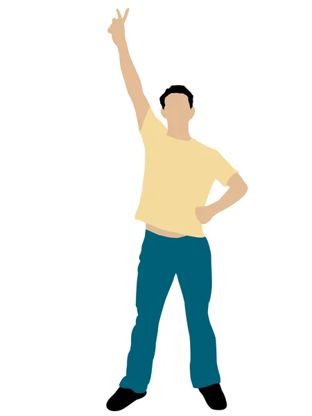 Illustration of man showing victory sign — Stock Photo, Image