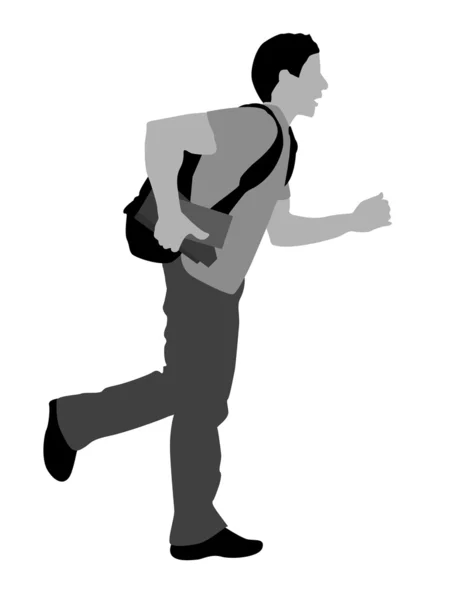 Student running with books — Stock Photo, Image