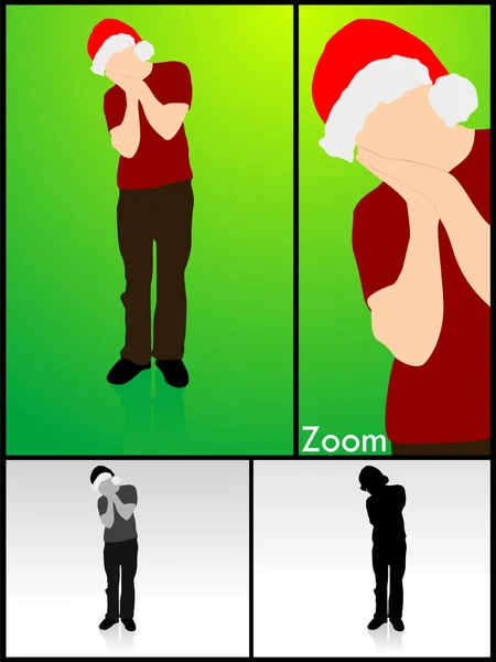 Mann gibt schlafende Pose in Weihnachtsmannmütze — Stockfoto