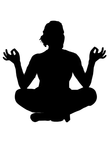 Silhouette of person in meditating pose — Stock Photo, Image