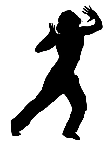 Силуэт танцующего мужчины с наушниками — стоковое фото