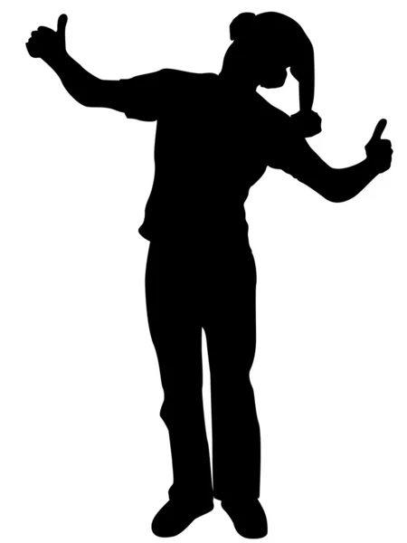 Silhouet van man met Duimschroef opwaarts — Stockfoto