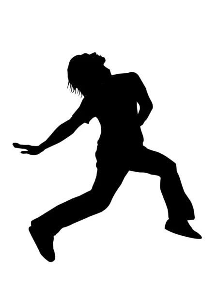 Silhouette of guy leaping over — Stock Photo, Image