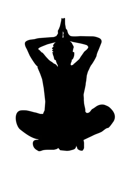 Silhouette of man meditating — Stock Photo, Image