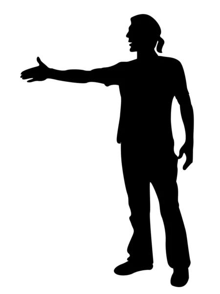 Silhouette az ember kínál kézfogás — Stock Fotó