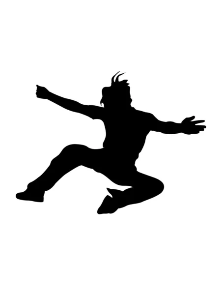 Silueta del hombre saltando en el aire — Foto de Stock