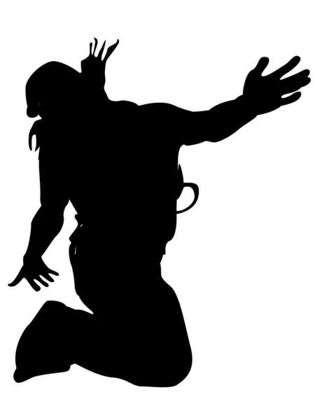 Silhouette of young casual guy jumping — Stock Photo, Image