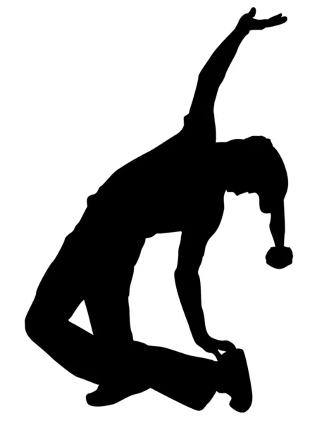 Silhouette of dancing young man — Stock Photo, Image
