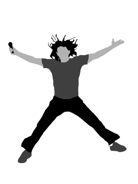 Веселый мужчина прыгает в воздухе — стоковое фото