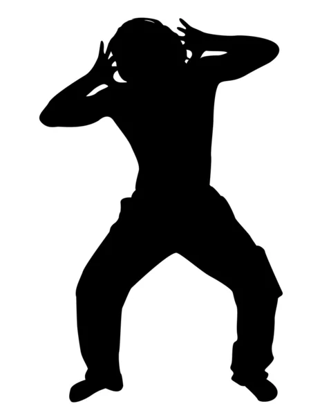 Silhouette eines Mannes, der mit Headset posiert — Stockfoto