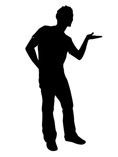 Silhouette des Menschen mit offener Handfläche — Stockfoto