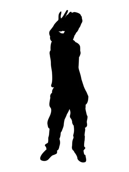 Silhouette of man showing ok sign — Stock Photo, Image
